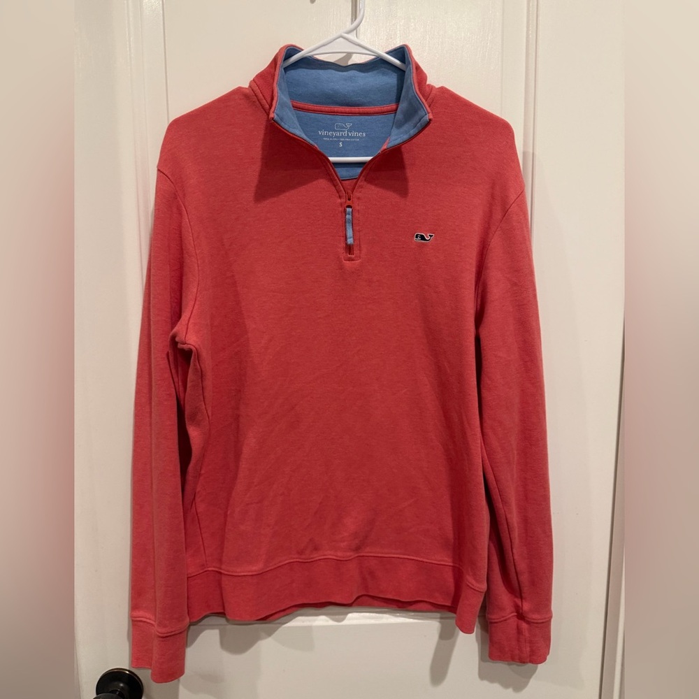 Vineyard Vines Men's Coral Zip-Up Sweater